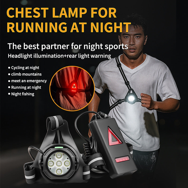 Wearable Chest Light for Running & Cycling – USB Rechargeable, LED Front/Rear, IPX4 Waterproof